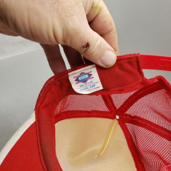 Vintage 90 3 Stripe Minidoka '95 Shoot Out Trucker SnapBack Hat Cannon Red white - Picture 7 of 8